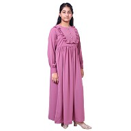 Umbrella abaya with frills- Tulip Pink